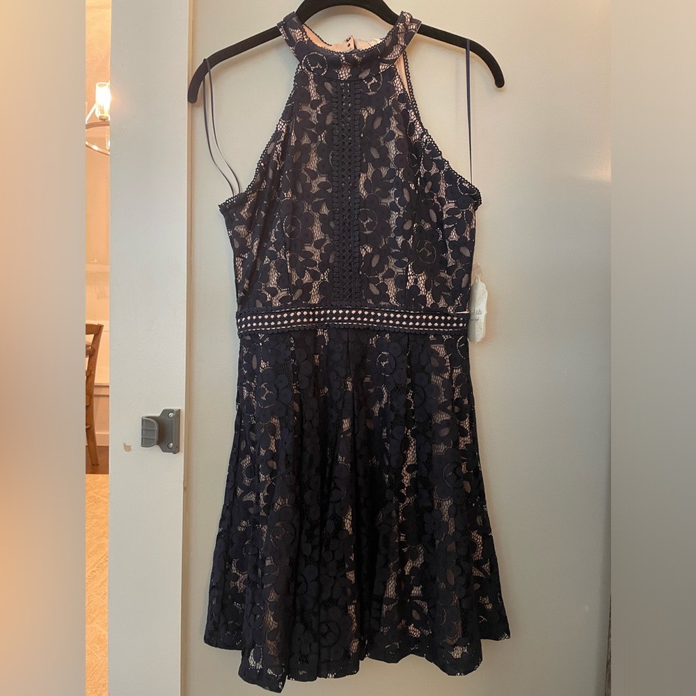 Altar'd State Navy Blue Lace Dress. Size Small